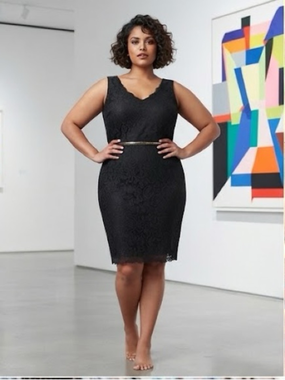 Reitmans Black Lace Sheath Dress - V-Neck Sleeveless